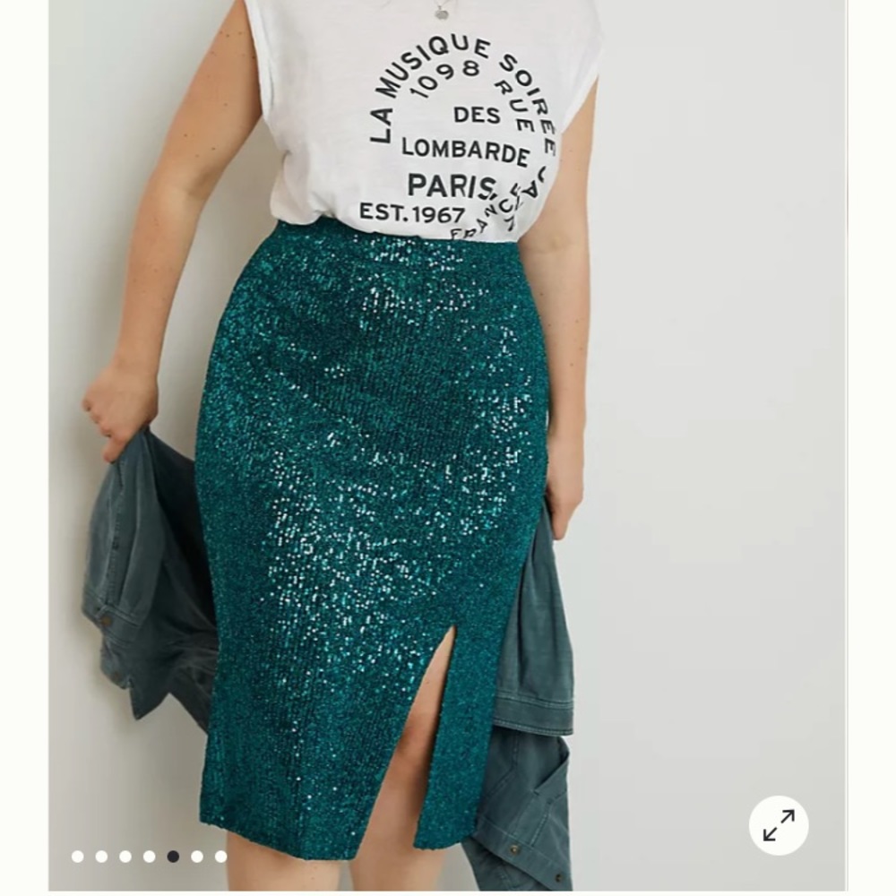 Anthropologie Maeve Sequined Midi Skirt